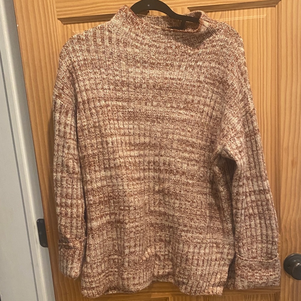 Heavy weight longer length tunic neck sweater